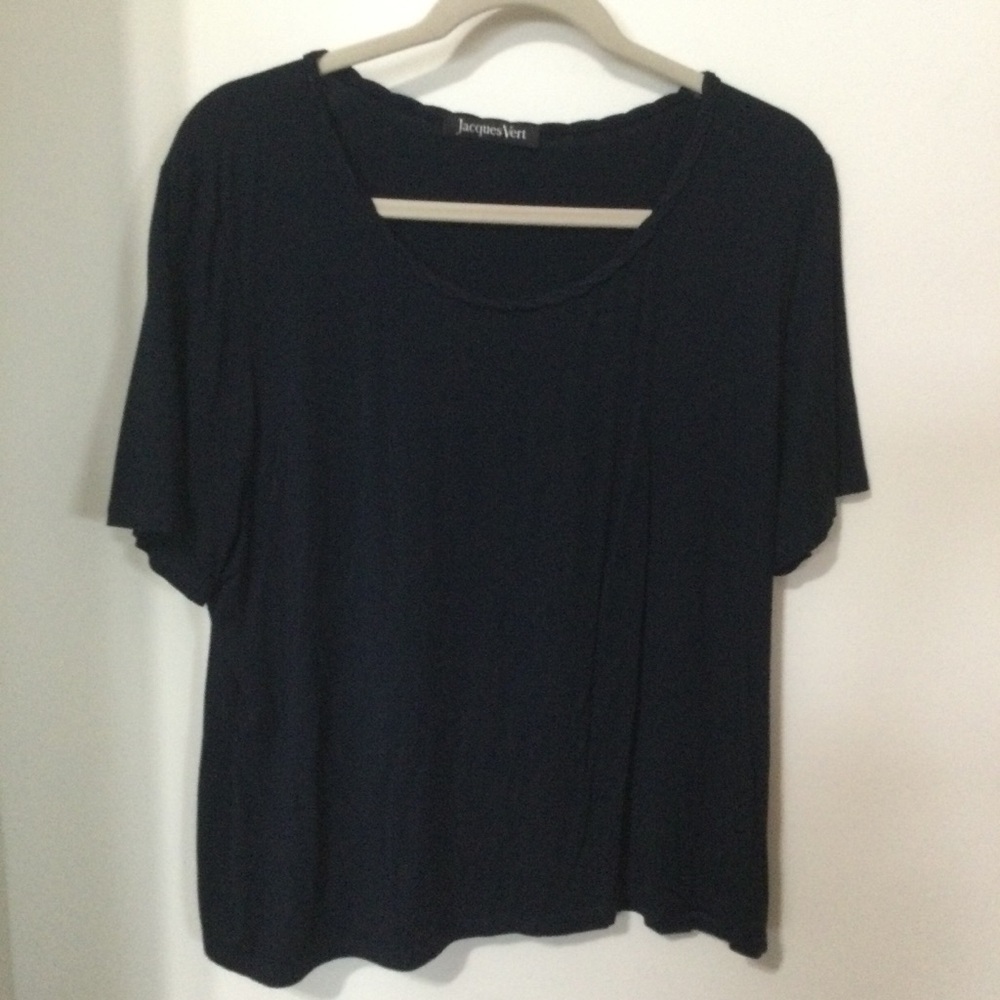 JACQUES VERT:  Dark Navy Short-Sleeve Scoop Neck Tee